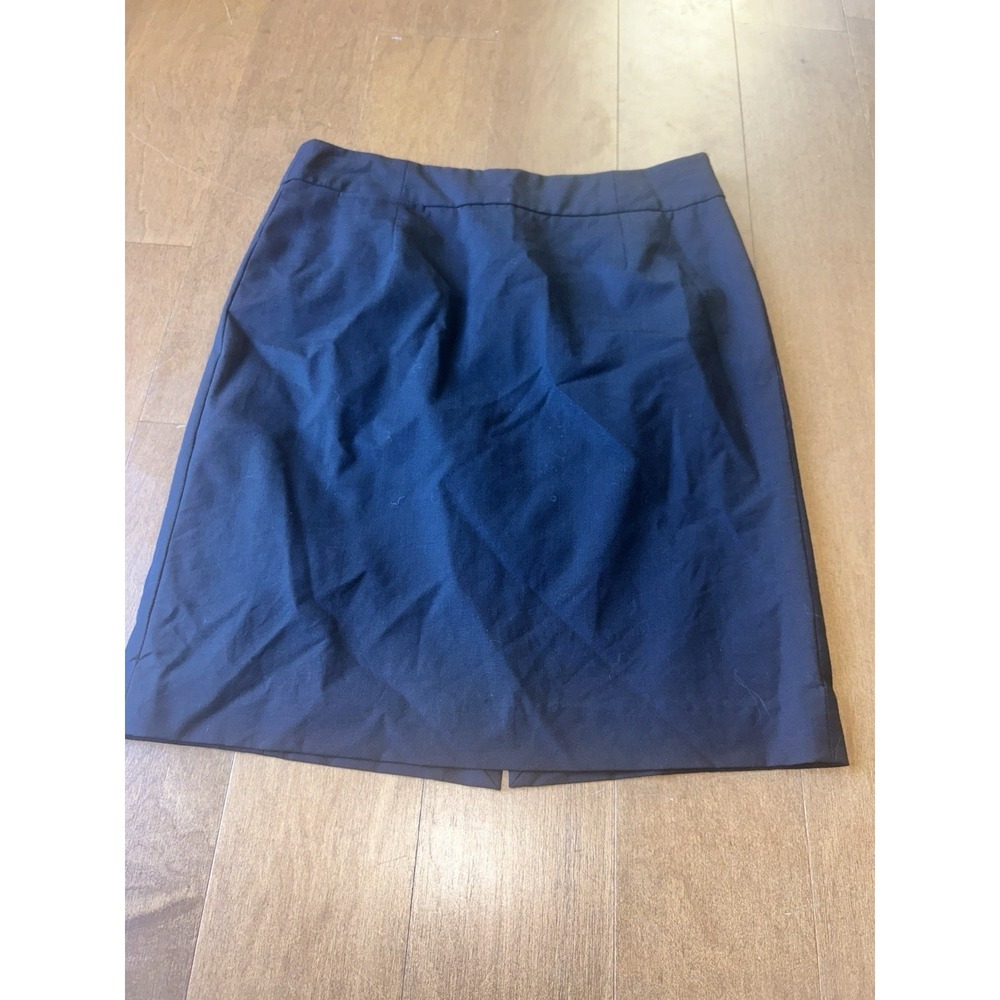 J. Crew Original Fit Women's Wool Blend Black Pencil Skirt Zip Size 8 Slit